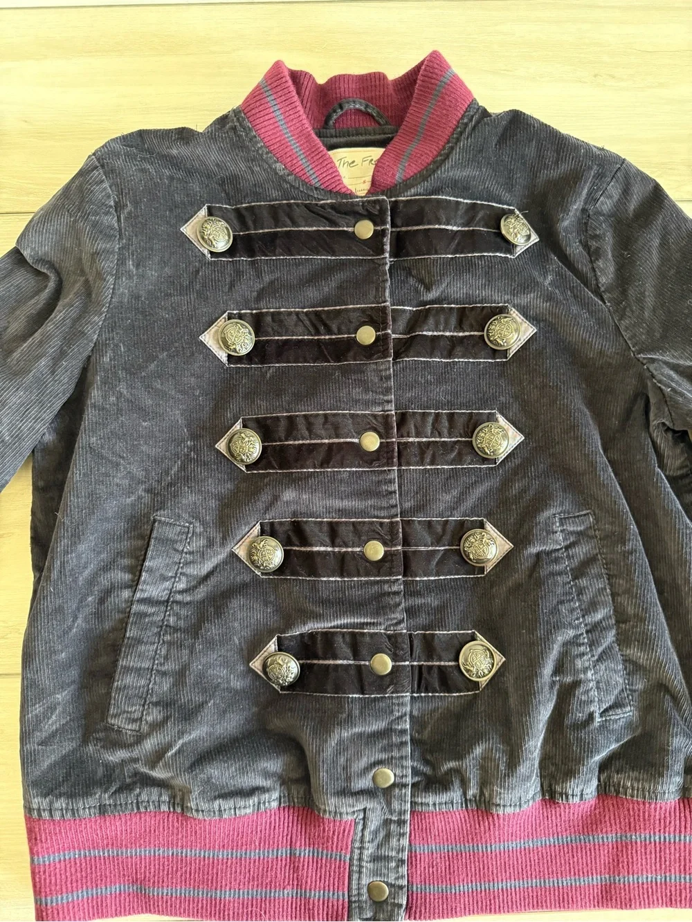 Free People Atlas Cord Bomber Jacket Navy Small NWT
